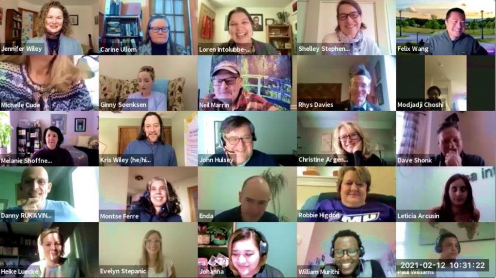 Faculty staff from across INU members in an online call